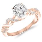 0.88 Carat Twisting Infinity Gold and Diamond Split Shank Pave Set Dia