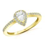 Near 1/2 Carat Halo Style Diamond Engagement Ring Pear Cut Shape (F-G