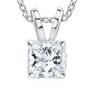 1/2 Carat GIA Certified 14K White Gold Solitaire Princess Cut Diamond