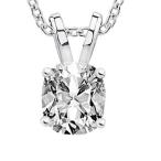 0.70 3/4 Carat GIA Certified Cushion Diamond Solitaire Pendant Necklac