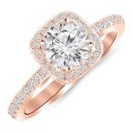 1 Carat Classic Halo Style Cushion Shape Diamond Engagement Ring 14K R