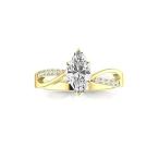 0.58 Ctw 14K Yellow Gold Elegant Twisting Split Shank Engagement Ring