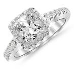 14K White Gold 1.15 CTW Square Halo Diamond Engagement Ring w/ 0.59 Ct