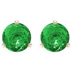 2 Carat Total Weight Emerald Solitaire Stud Earrings Pair 18K Rose Gol