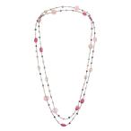 AeraVida Elegantly Long Pink Glass &amp; Cultured Freshwater Pearl Stateme