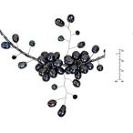 AeraVida Cultured Freshwater Black Pearl &amp; Fashion Crystal Floral Wire
