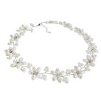 AeraVida Intricate Cultured Freshwater White Pearl Flower Link .925 St