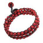 AeraVida Charm Reconstructed Red Coral Brown Cotton Wax Rope Strand Br