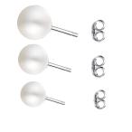 Earrings Studs Freshwater Cultured Pearls 3 Sets(5-6-7mm) Fashion Jewe