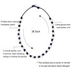 Knotted Leather Pearl Choker Necklace Cultured Pearl Bead Jewelry on G