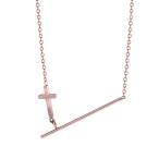 Sideway Cross Charm Necklace 18k Rose Gold Plated Bar Pendant Dainty R