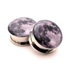 Screw on Plugs - Full Moon Picture Plugs - 2g - 6mm - Sold As a Pair