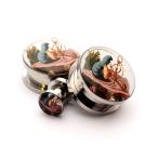 Screw on Plugs - Alice In Wonderland Style 4 Picture Plugs - 0g - 8mm