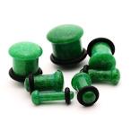 Single Flare Green Jade Stone Plugs - 8g 3mm - Sold As a Pair