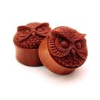 Sono Wood Owl Face Plugs - 1 Inch - 25mm - Sold As a Pair
