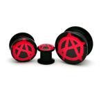 Black Acrylic Anarchy Picture Plugs - Sold as a Pair (00g (10mm))