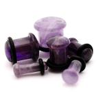 Single Flare Amethyst Stone Plugs - 2g - 6mm - Sold As a Pair