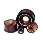 Pair of Sono Wood with Coconut Wood Inlay Tunnels - 9/16" - 14mm - Sol