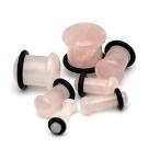 Single Flare Rose Quartz Stone Plugs - 00g - 10mm - Sold As a Pair