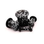 Single Flare Snow Flake Obsidian Stone Plugs - 8g - 3mm - Sold As a Pa