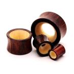 Pair of Sono Wood with Crocodile Wood Inlay Tunnels - 9/16-14mm - Sold