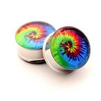 Mystic Metals Body Jewelry Tie Dye Picture Plugs - 1 Inch - 25mm - Sol