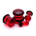 Red Single Flare Glass Plugs - 00g - 10mm - Sold As a Pair