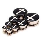 Screw on Plugs - Cross Style 1 Picture Plugs - 0g - 8mm - Sold As a Pa
