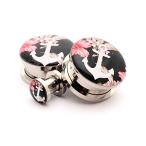 Screw on Plugs - Floral Anchor Picture Plugs - 4g - 5mm - Sold As a Pa