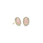 Kendra Scott Cade Gold Stud Earrings in Rose Quartz