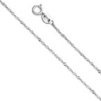 The World Jewelry Center 14k White Gold Solid 1mm Singapore Chain Neck