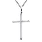 The World Jewelry Center 14k White Gold Cross Pendant 1.7mm Flat Open