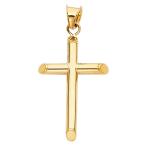 14k Yellow Gold Religious Cross Pendant with 0.8mm Box Link Chain Neck