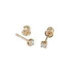 14k Yellow Gold 2mm Round Solitaire Basket Set Stud Earrings with Scre
