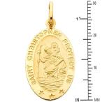 14k Yellow Gold Religious Saint Christopher Medal Charm Pendant (22 x