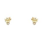 14k Yellow Gold Cat Stud Earrings with Screw Back