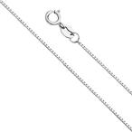 TWJC 14k White Gold SOLID 0.6mm Box Link Chain Necklace with Spring Ri