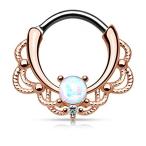 Forbidden Body Jewelry 16g Synthetic Opal Rose Gold Plated Filigree De