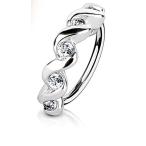 18g 8mm Surgical Steel CZ Set Twisted Design Top Nose Hoop