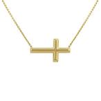 Amanda Rose 14k Yellow Gold Sideways Cross Adjustable Length Necklace