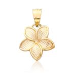 Honolulu Jewelry Company 14K Yellow Gold Plumeria Flower 15mm Necklace