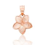 Honolulu Jewelry Company 14K Rose Gold Plumeria Flower 10mm Necklace P