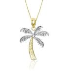 Honolulu Jewelry Company 14K Yellow Gold and Diamond Palm Tree Necklac