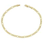 Kooljewelry 14k Yellow Gold Filled Solid 3.2mm Figaro Link Bracelet (8