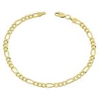 Kooljewelry 14k Yellow Gold Filled Solid 4.35mm Figaro Link Bracelet (