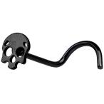 Body Candy Black Anodized Titanium Skull Nose Stud Ring