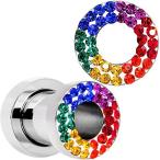 Body Candy Steel Rainbow Accent Love Equals Pride Screw Fit Tunnel Ear