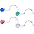 Body Candy Steel Multi 3mm Synthetic Opal Press Fit Nose Screw 4 Pack