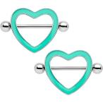 Body Candy Steel Green Glow in The Dark Valentine Heart Nipple Shield