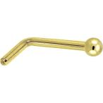 Body Candy Solid 14k Yellow Gold 1.5mm Ball L Shaped Nose Stud Ring 18